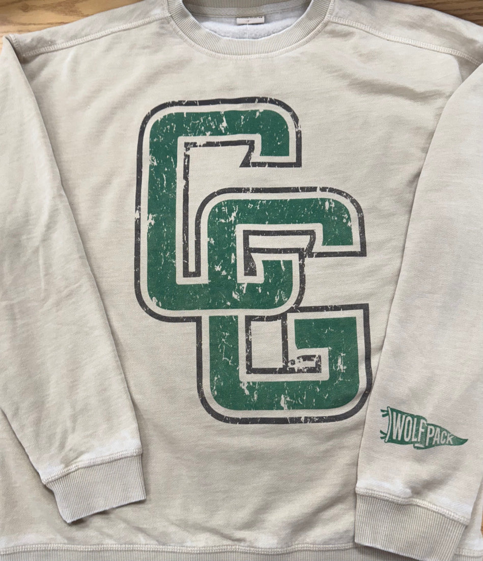 Cottage Grove Wolfpack Chick A Dee Light Wash Crewneck-Crew Necks-Advanced Sportswear