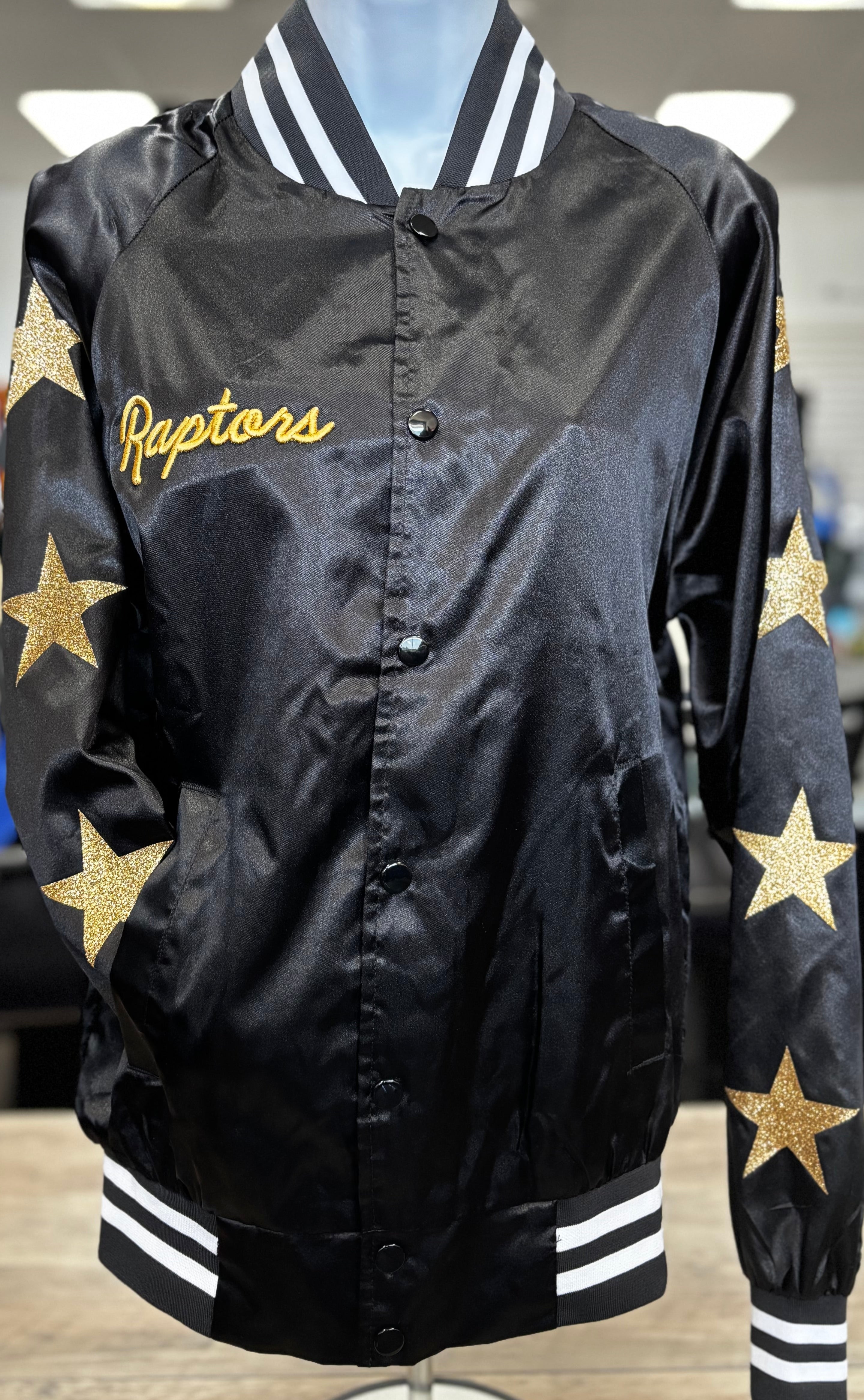 East Ridge Raptors Satin Bomber Jacket/Striped Trim-Jackets-Advanced Sportswear