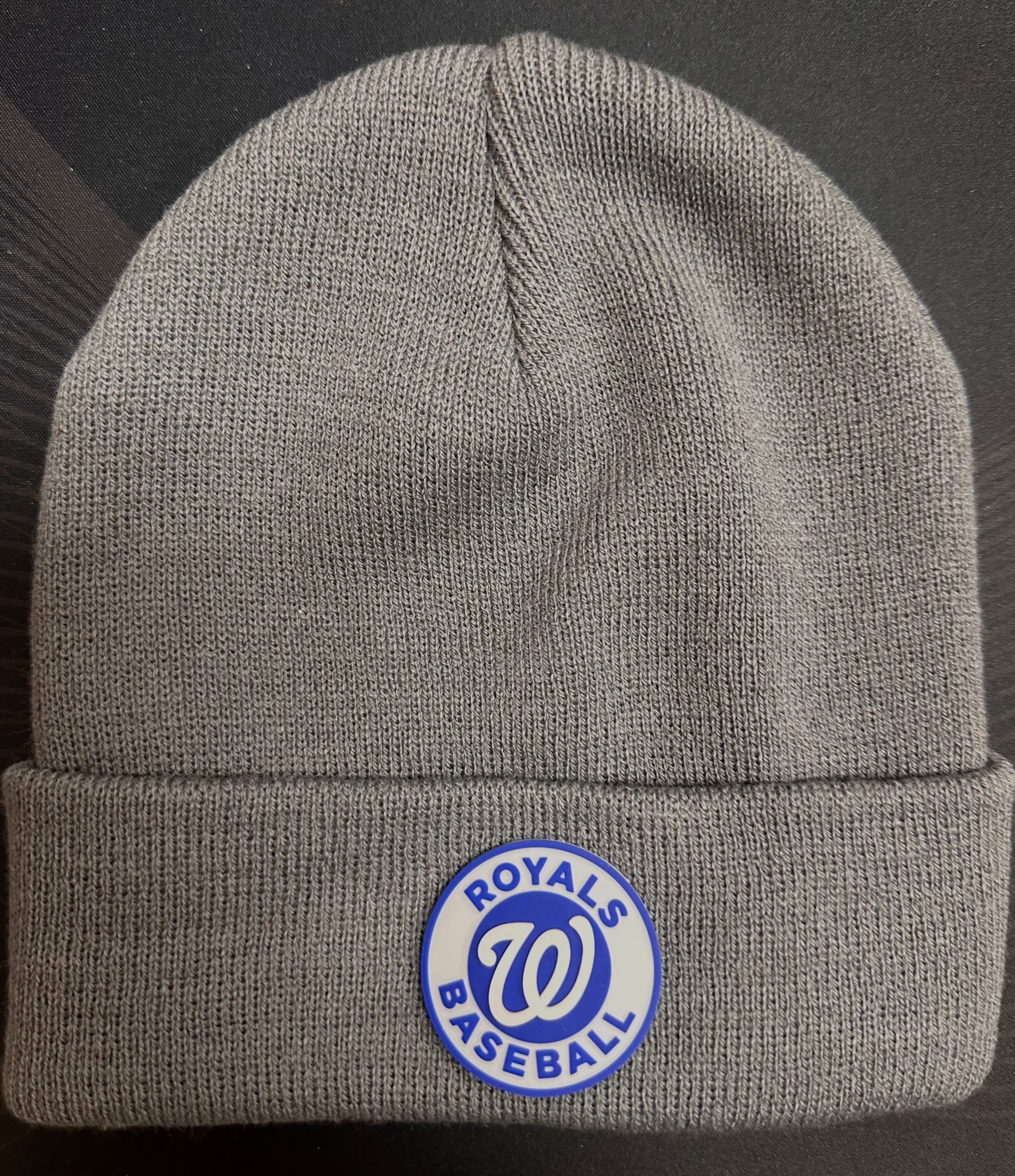 Woodbury Baseball Rubber Patch Grey Beanie-Hats-Advanced Sportswear