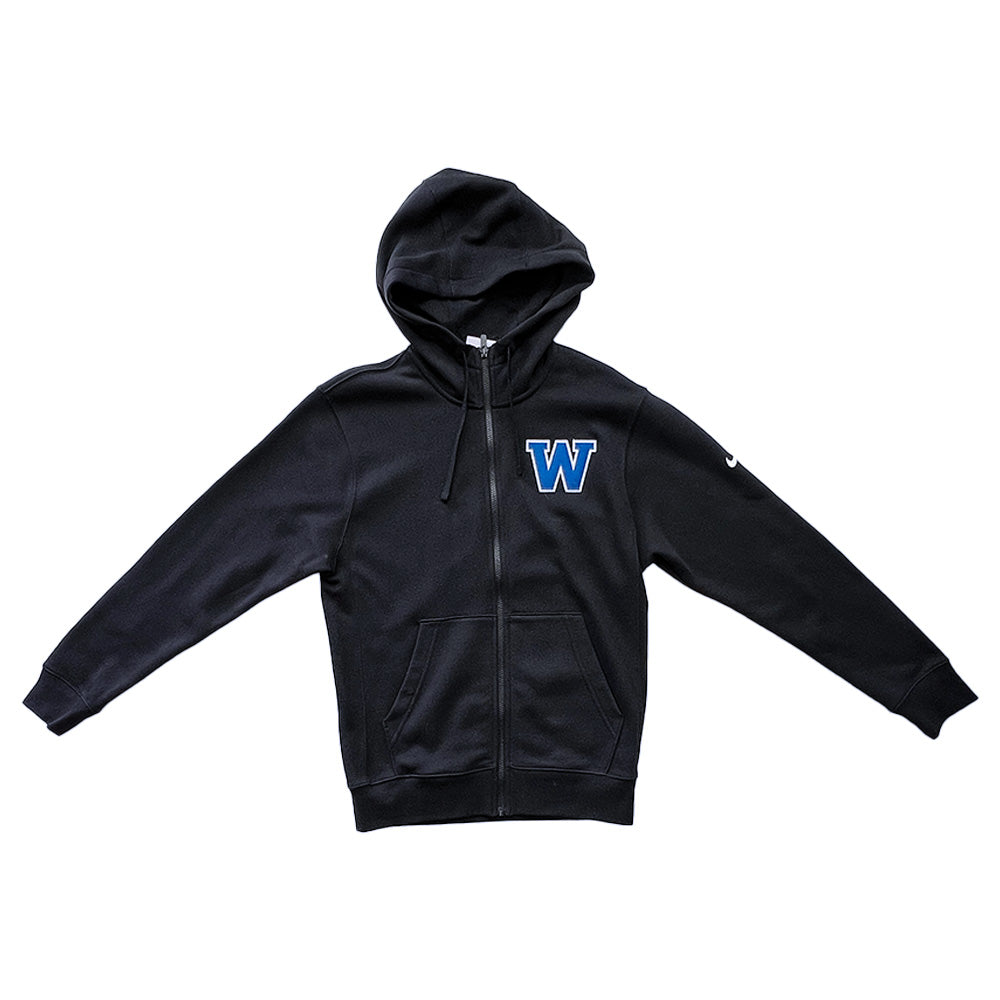Woodbury "W" Nike Club Fleece Sleeve Swoosh Full-Zip Hoodie-Full Zip-Advanced Sportswear