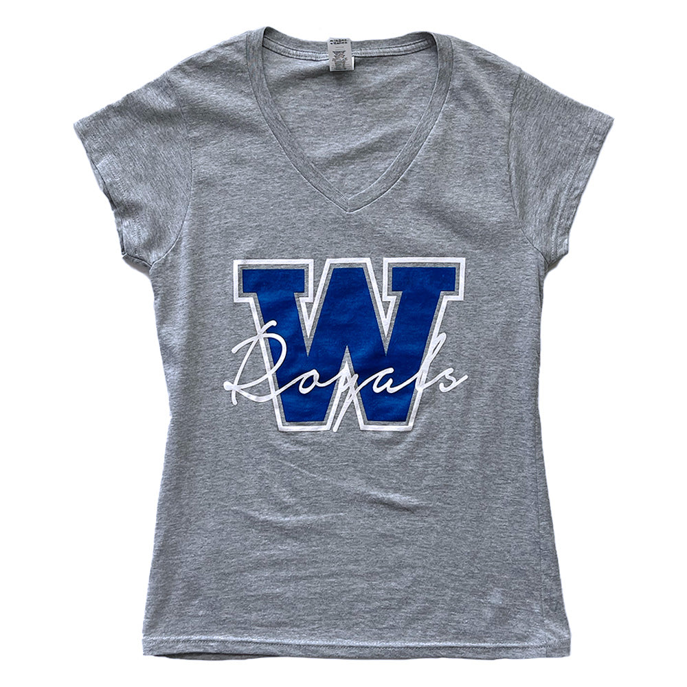 W ROYALS Gildan Softstyle Ladies Fit V-Neck Tee-CLEARANCE-TShirts-Advanced Sportswear