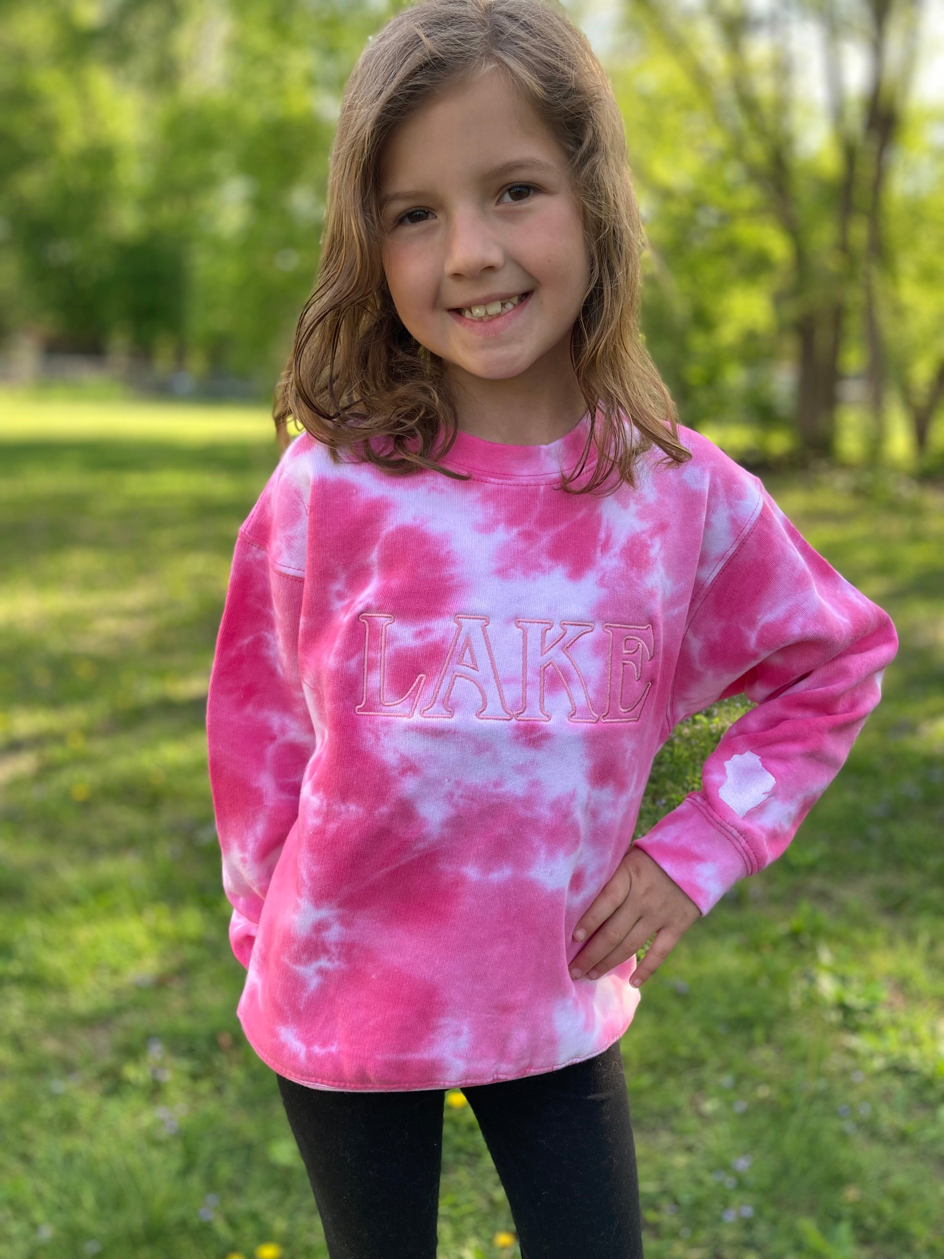 Tower House Youth Enza Tie Dye Lake WI Crewneck-Crew Necks-Advanced Sportswear