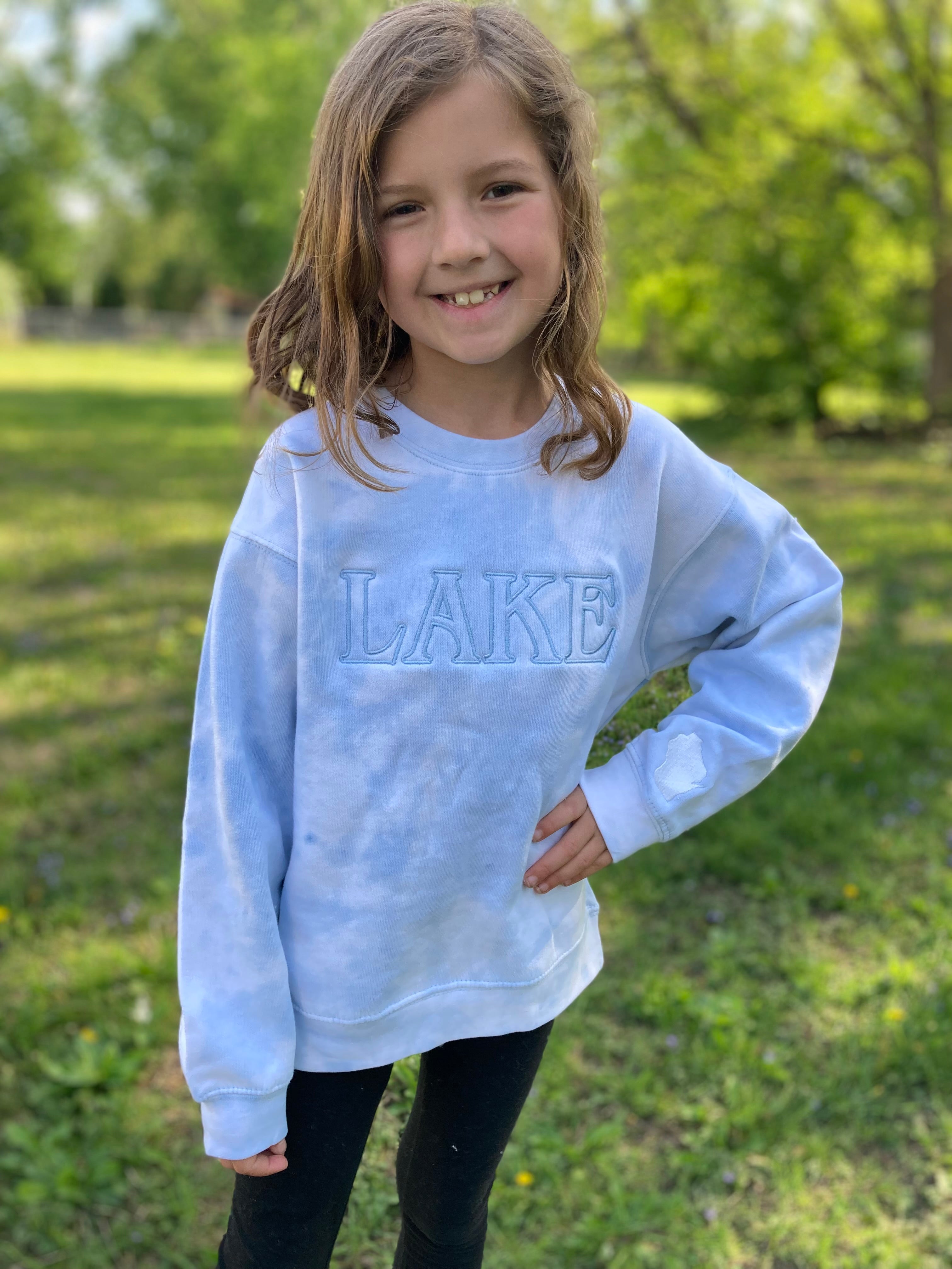 Tower House Youth Enza Tie Dye Lake WI Crewneck-Crew Necks-Advanced Sportswear