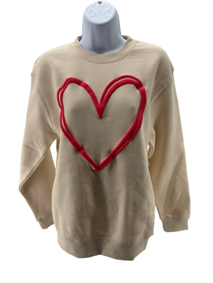 Lane Seven Premium Crewneck Puff Heart-Crew Necks-Advanced Sportswear