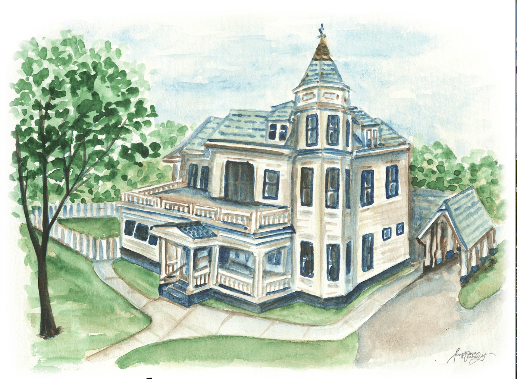 Tower House Water Color Sticker-Stickers-Advanced Sportswear