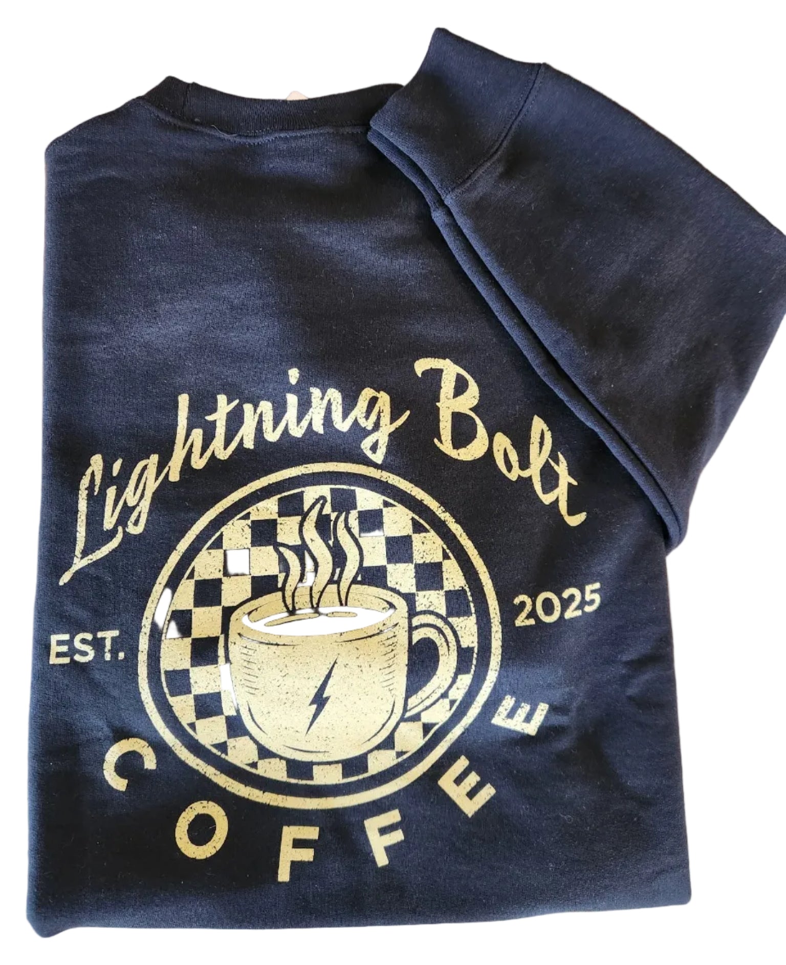 Tower House Lightning Bolt Black Crew Port & Company-Crew Necks-Advanced Sportswear