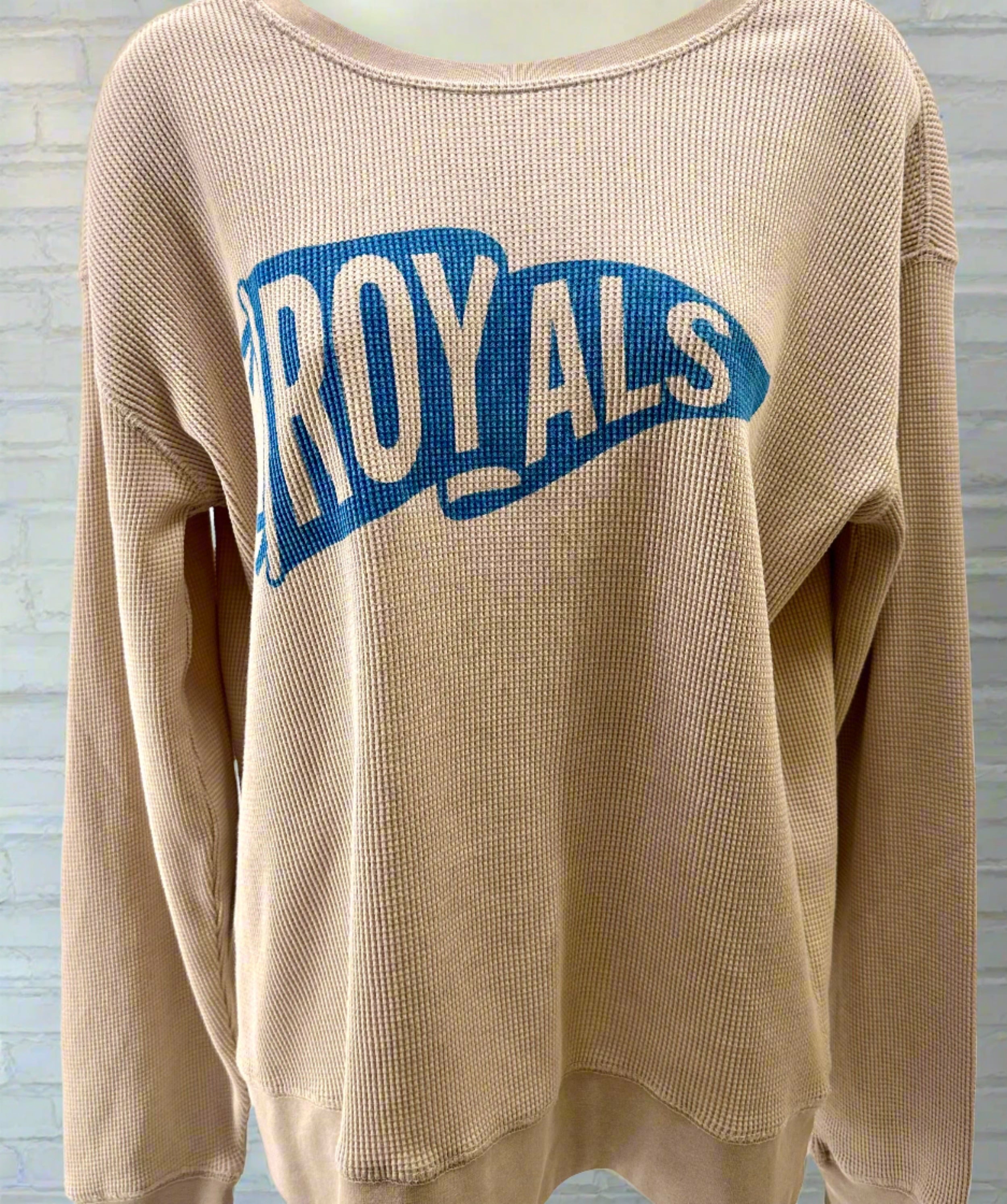 ROYALS RETRO PENNANT WAFFLE CREW-Crew Necks-Advanced Sportswear