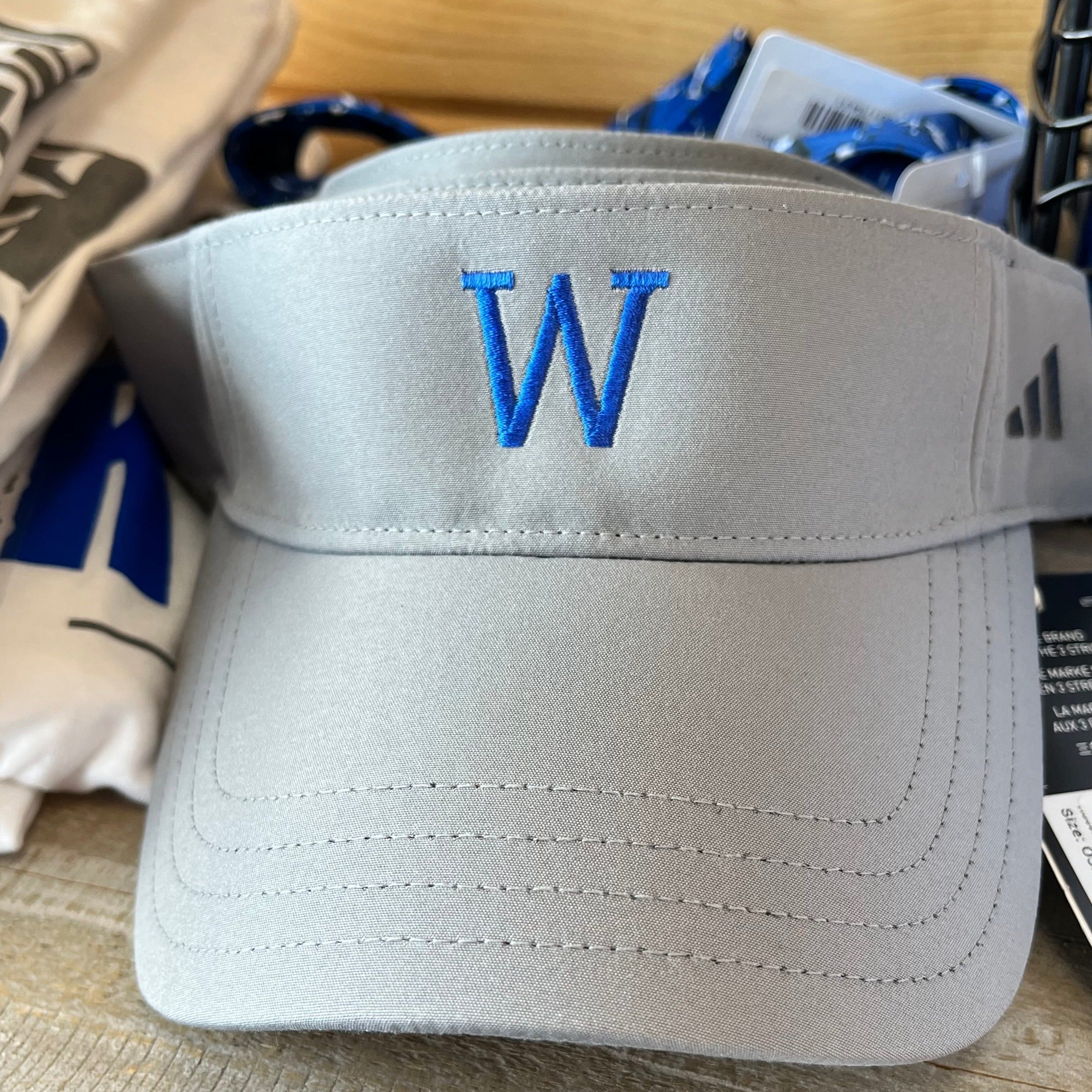 WOODBURY W Blue on Gray Adidas Visor-Hats-Advanced Sportswear