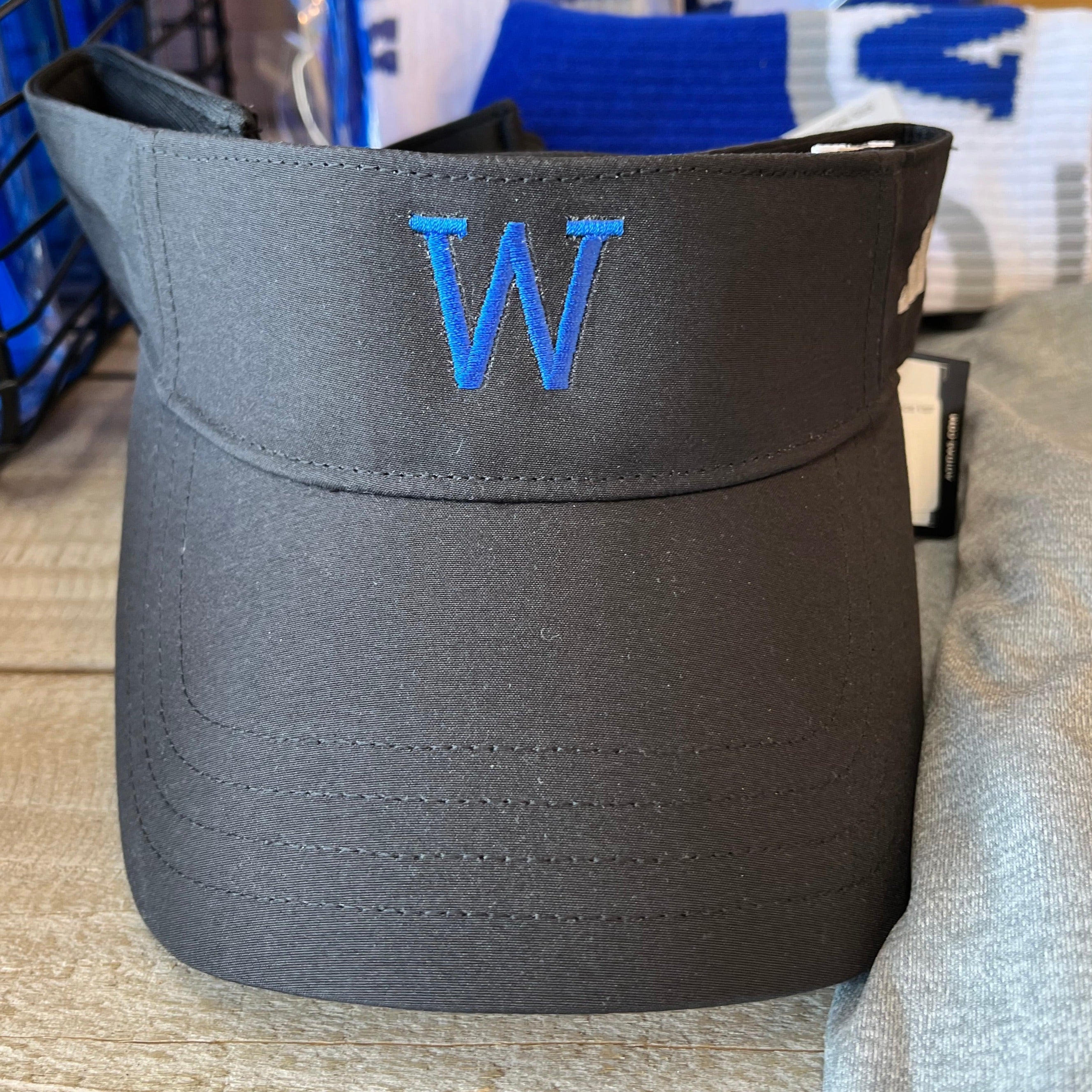 WOODBURY W Blue on Black Adidas Visor-Hats-Advanced Sportswear