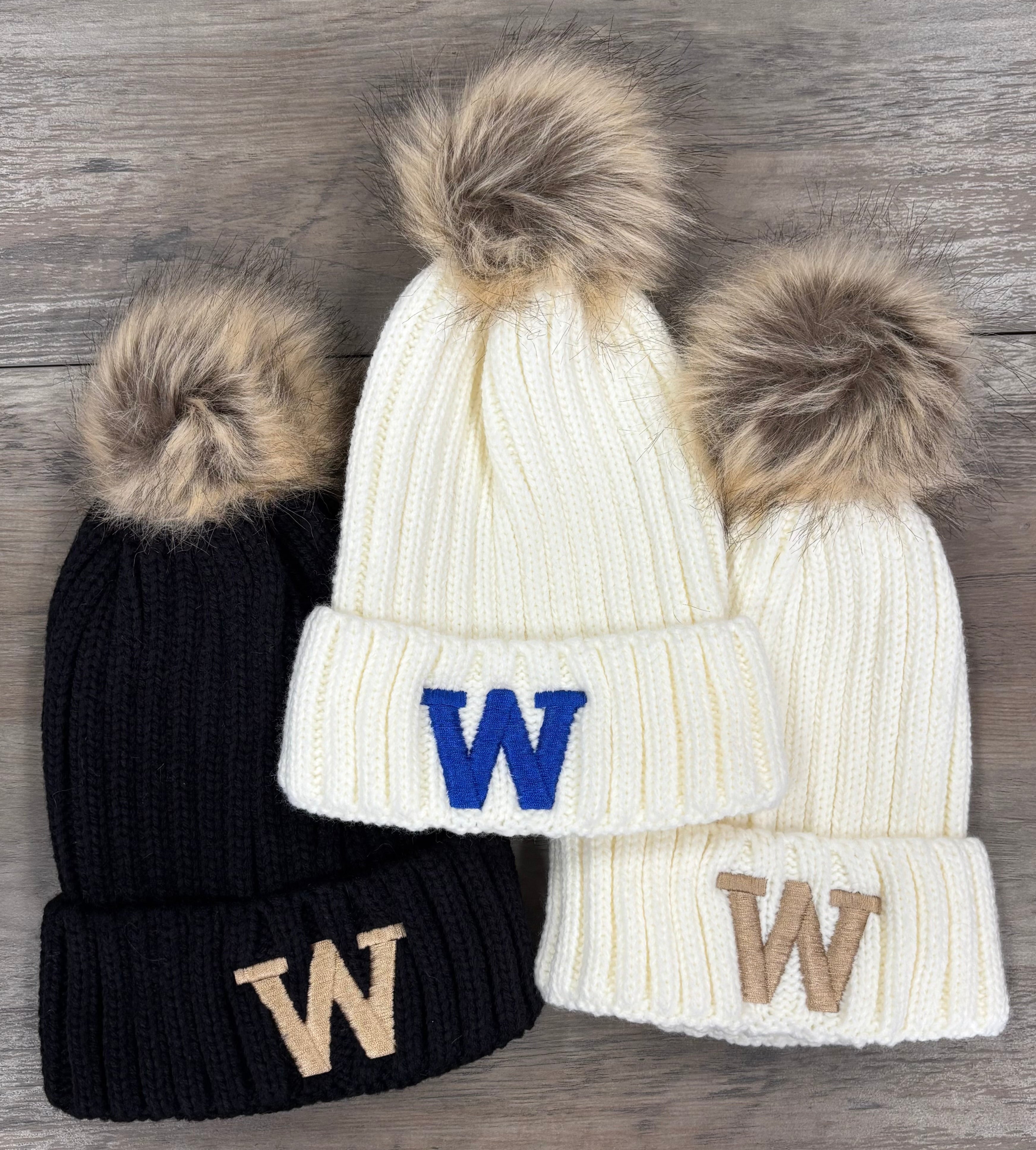Woodbury Royals W Port Authority® Faux Fur Pom Beanie-Hats-Advanced Sportswear