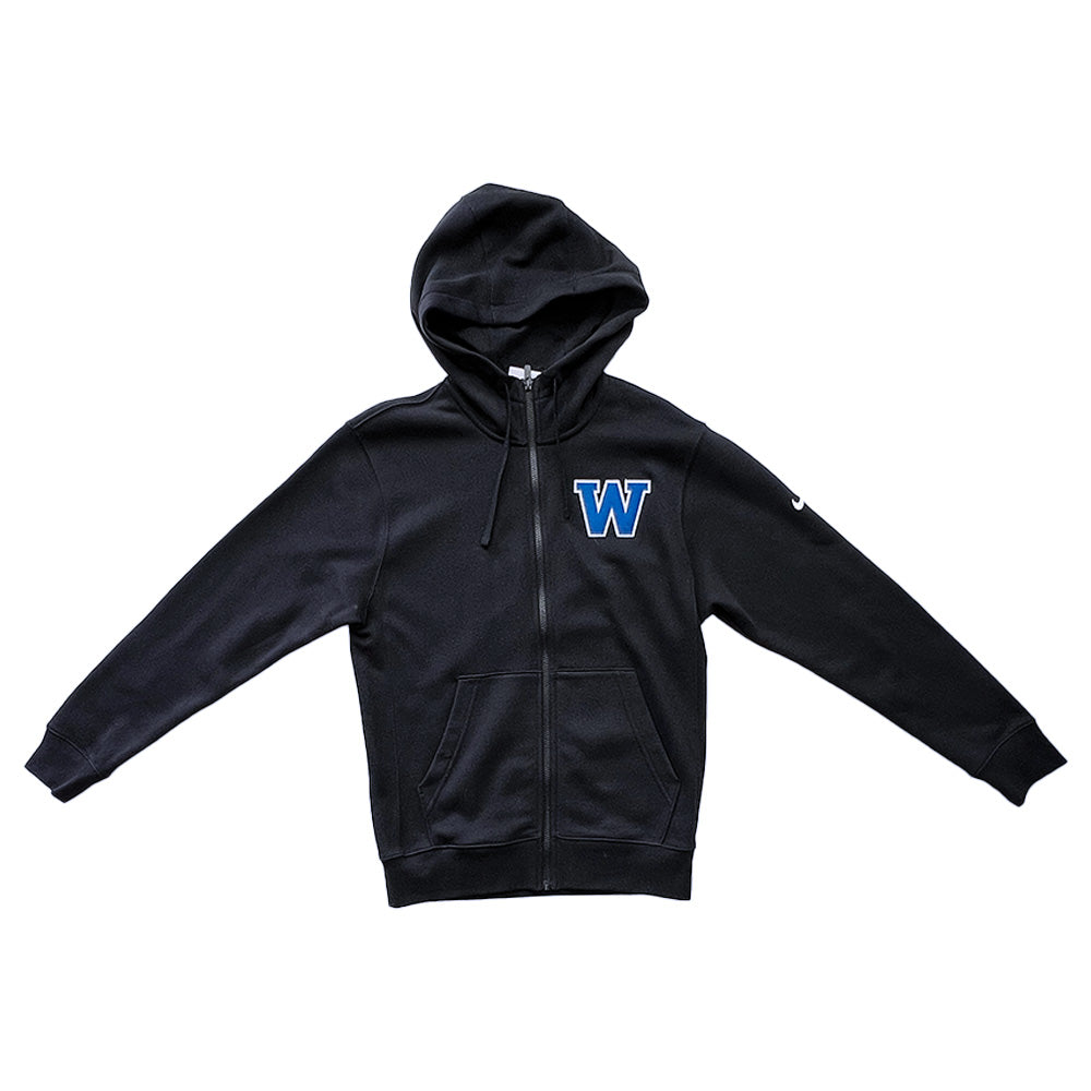 Woodbury "W" Nike Club Fleece Sleeve Swoosh Full-Zip Hoodie-HOODIES-Advanced Sportswear