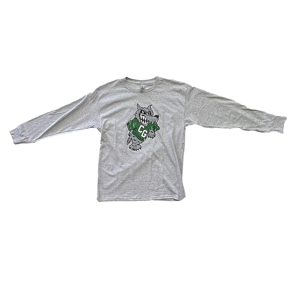 Wolfpack Mascot Youth LS Tee-CLEARANCE-Long Sleeve-Advanced Sportswear