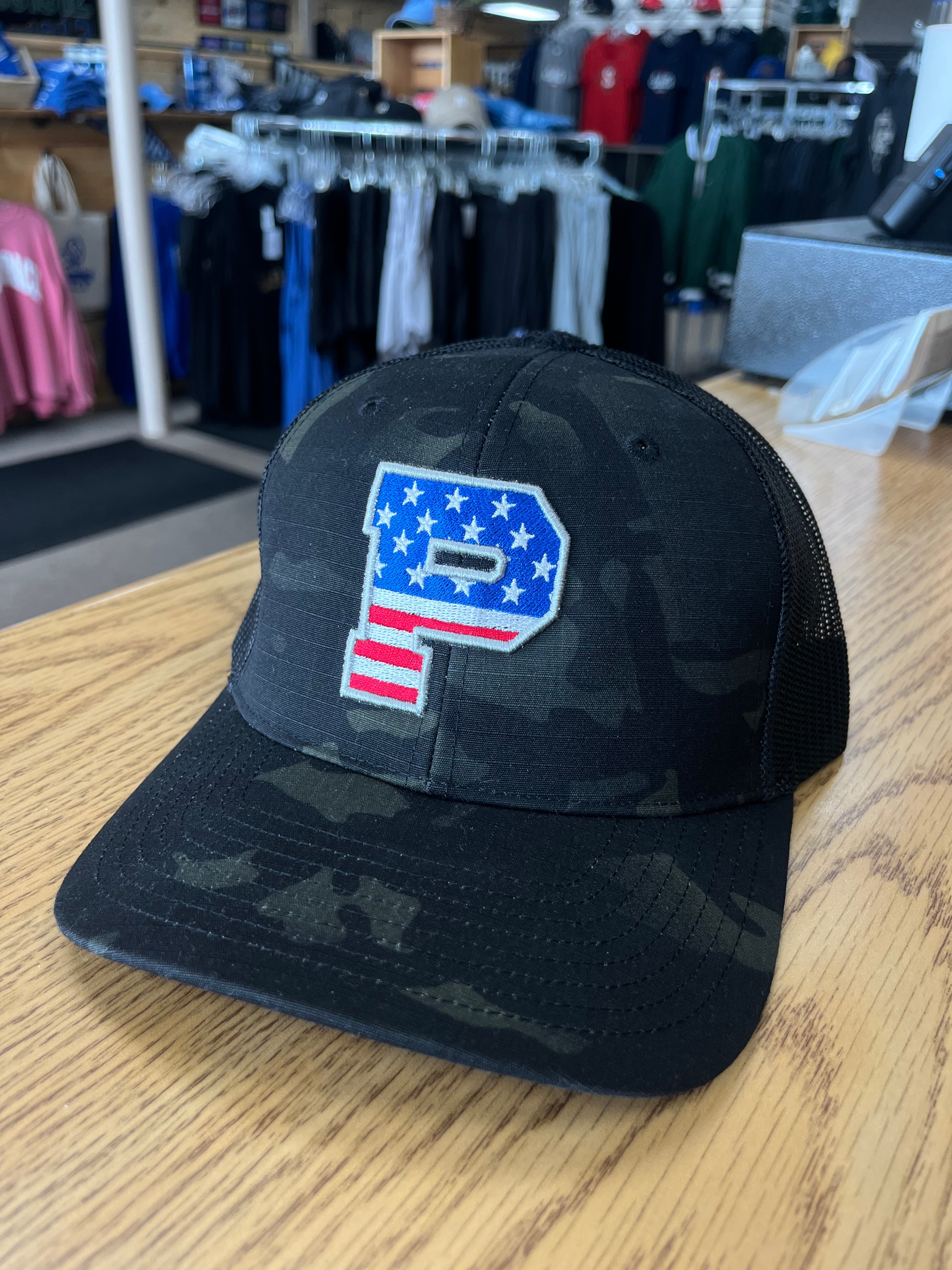 Flag P Richardson Multicam Trucker Hat-Hats-Advanced Sportswear