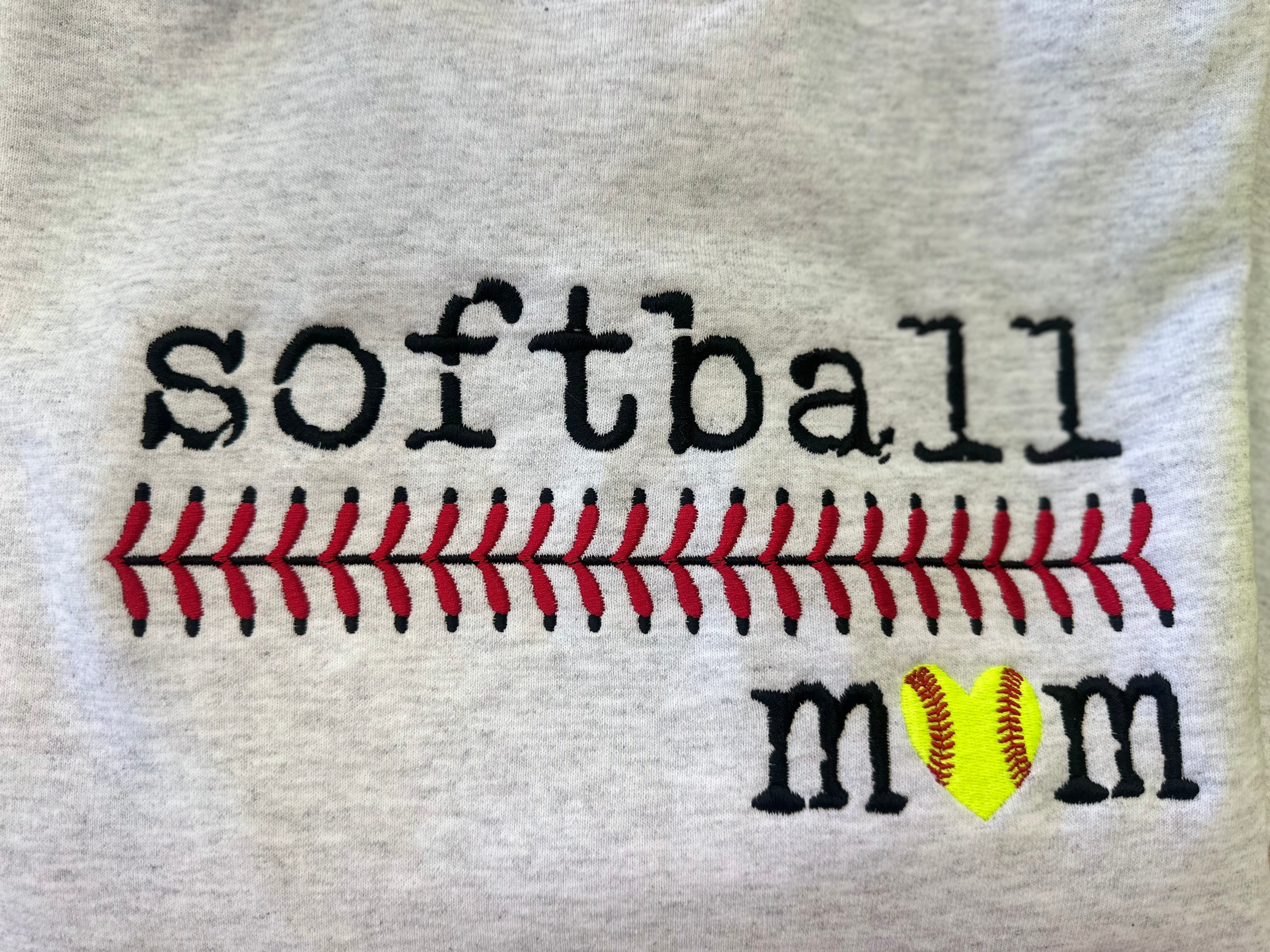 Softball Mom Fleece Crewneck Sweatshirt-Crew Necks-Advanced Sportswear