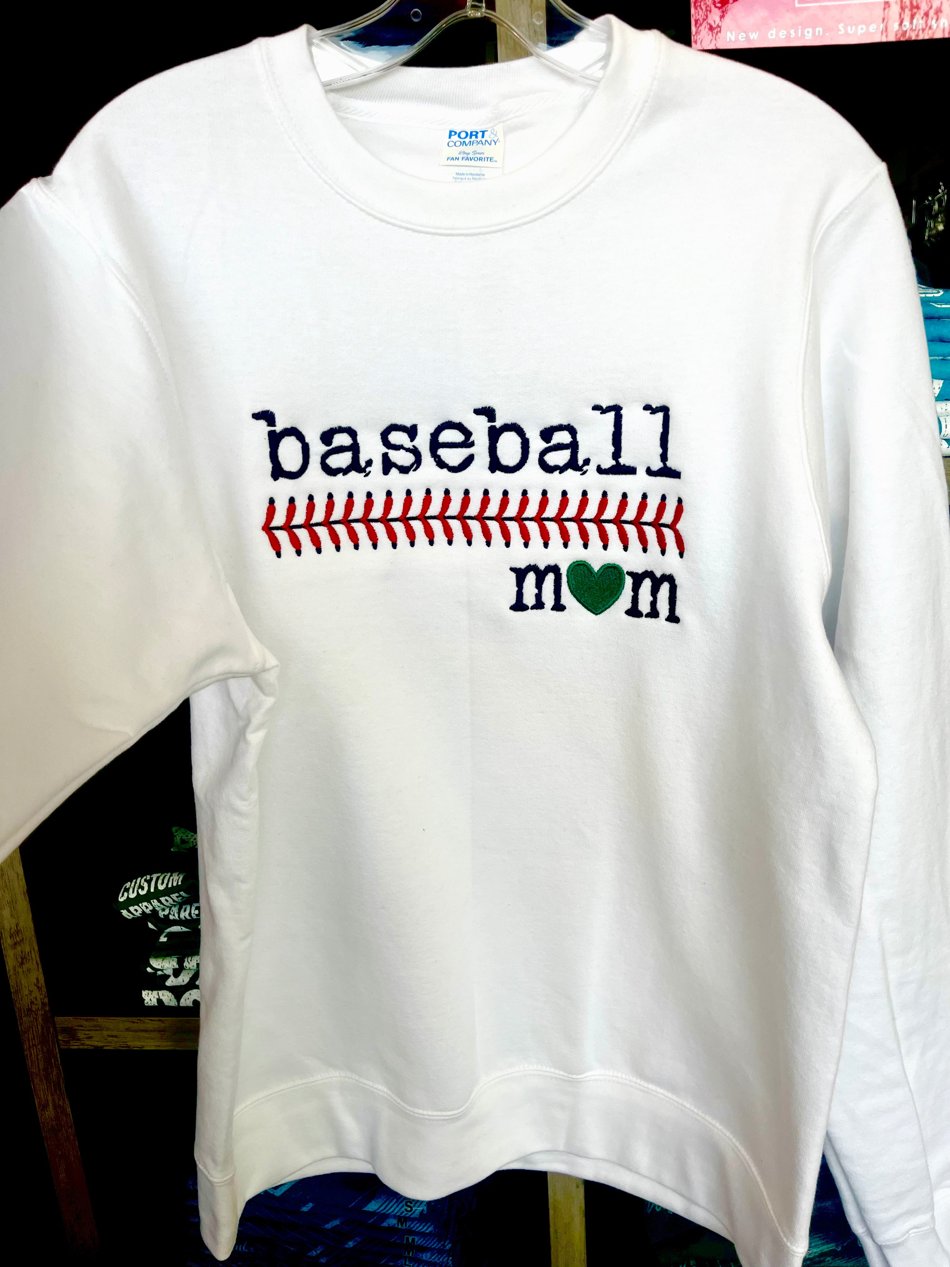 Baseball Mom Fleece Crewneck Sweatshirt-Crew Necks-Advanced Sportswear