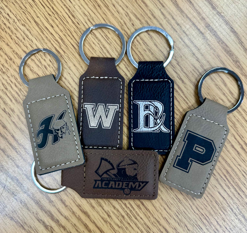 Laser Engraved Leather Keychains
