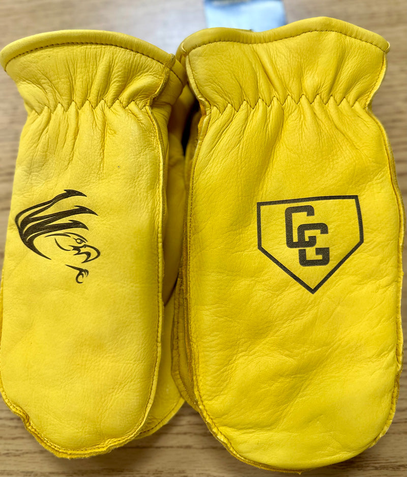 Laser Engraved Yellow Winter Mittens