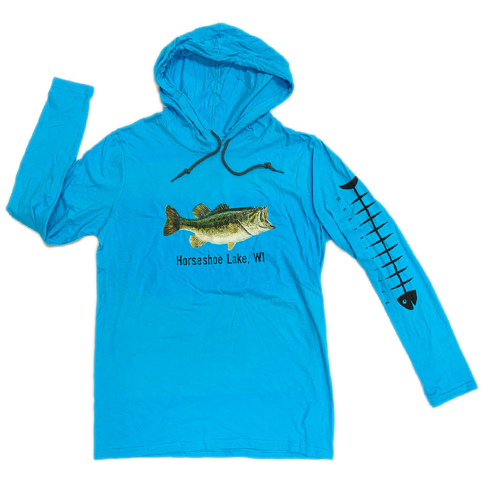 HORSESHOE LAKE FISH Anvil® 100% Combed Ring Spun Cotton Long Sleeve Hooded T-Shirt-Long Sleeve-Advanced Sportswear